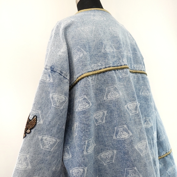 One Teaspoon Patchwork Stuffed Medusa Oversized Denim Jacket - Picture 13 of 16